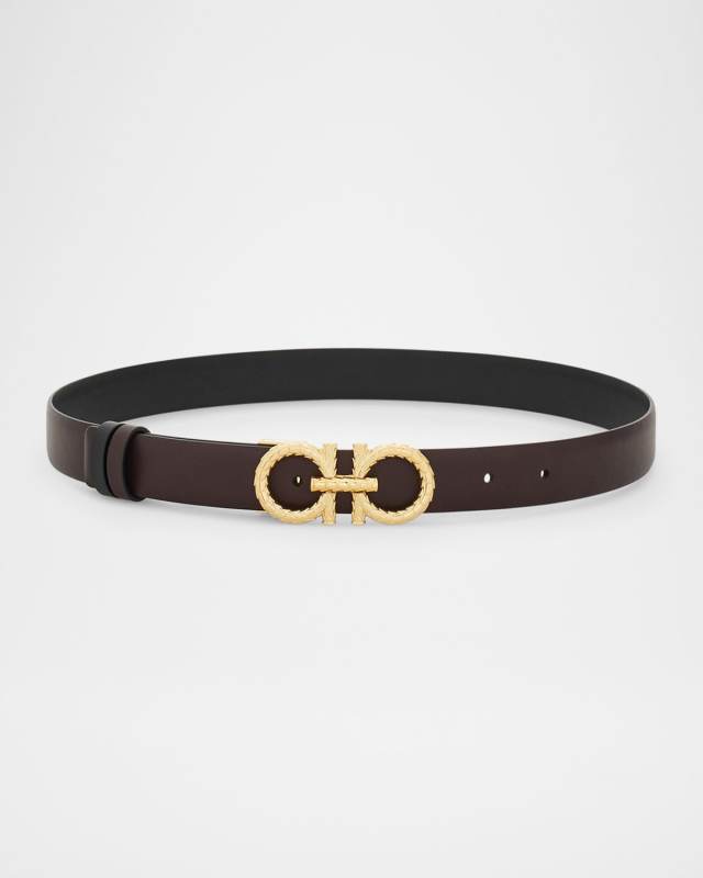 Reversible Gancini Leather Belt